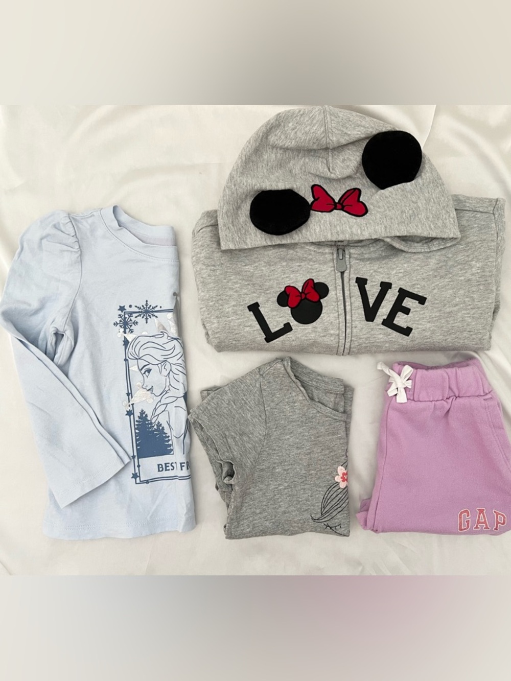 GAP Girls Minnie Mouse Frozen Mulan Bundle Sweater Tee Shorts